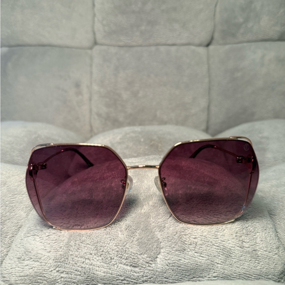 Charriol Gold-Tone Frame Sunglasses with Purple Gradient Lenses